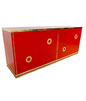 Cosulich_Italian 1970s Chinese Red Lacquered and Brass Asian Style Sideboard.Credenza Thumbnail