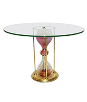 Cosulich_Seguso Vetri d Arte, 1960s Italian Brass and Pink Glass Round SideEnd Table Thumbnail