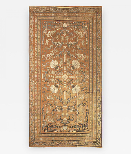 Imperial Cut Silk Velvet and Metal Thread Kang Carpet