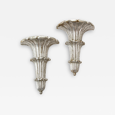 Gallery Walls 7_Pair of Art Deco Venetian Carved Silver Leafed Wall Brackets