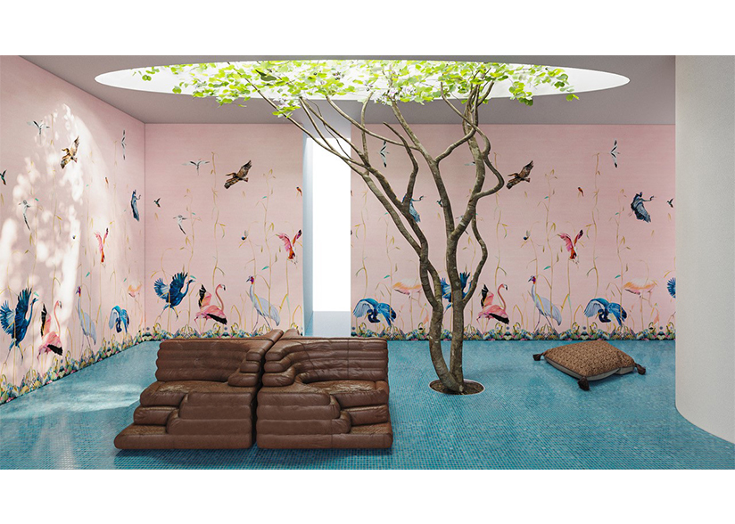 Birds Pink Scenic Wallpaper_Rendering by Charlap Hyman Herrero_Website Image