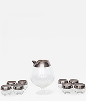 Dorothy Thorpe Sterling Silver Rimmed Cocktail Set