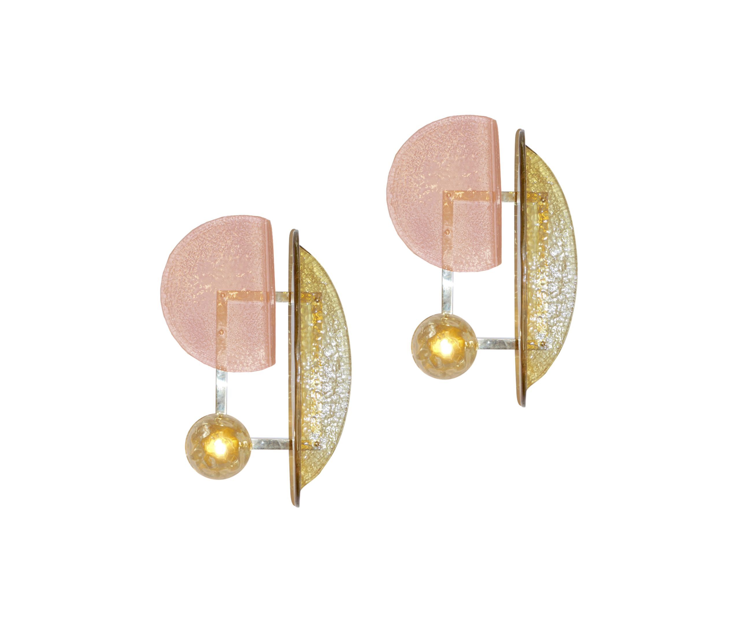 cosulich_interiors_and_antiques_products_new_york_design_contemporary_italian_pair_pink_amber_murano_glass_gold_brass_sconces-scaled-1
