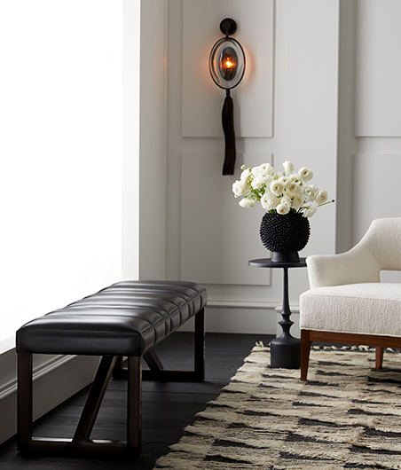 Arteriors_Greenwald Bench and Aramis Sconce