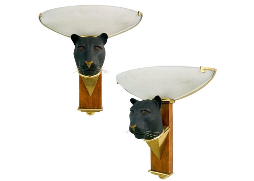 Cosulich_Art Deco Black Panther Wall Lights