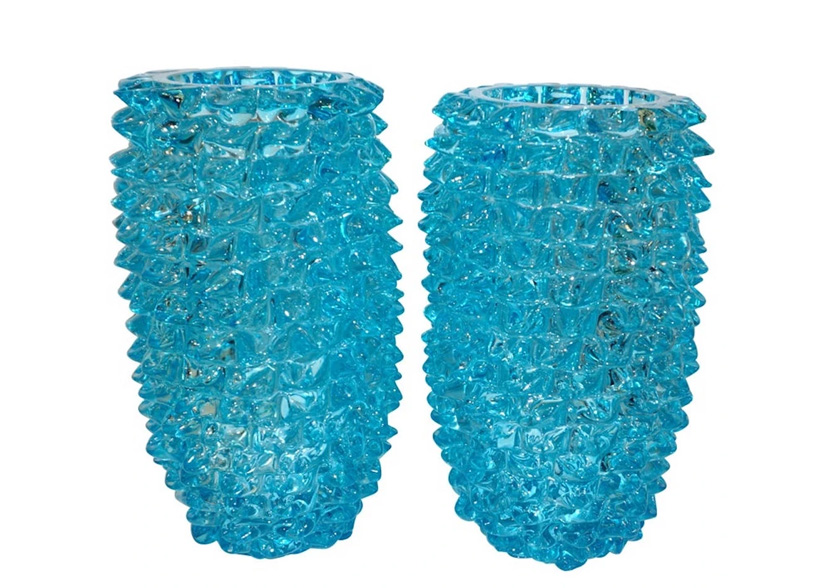 Cosulich_Blue Rostrato Murano Glass Vases